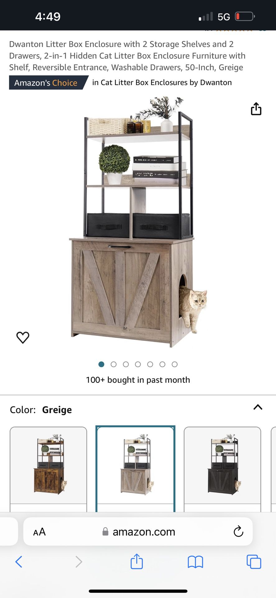 Dwanton Greige Cat Furniture Shelf With Entrance 
