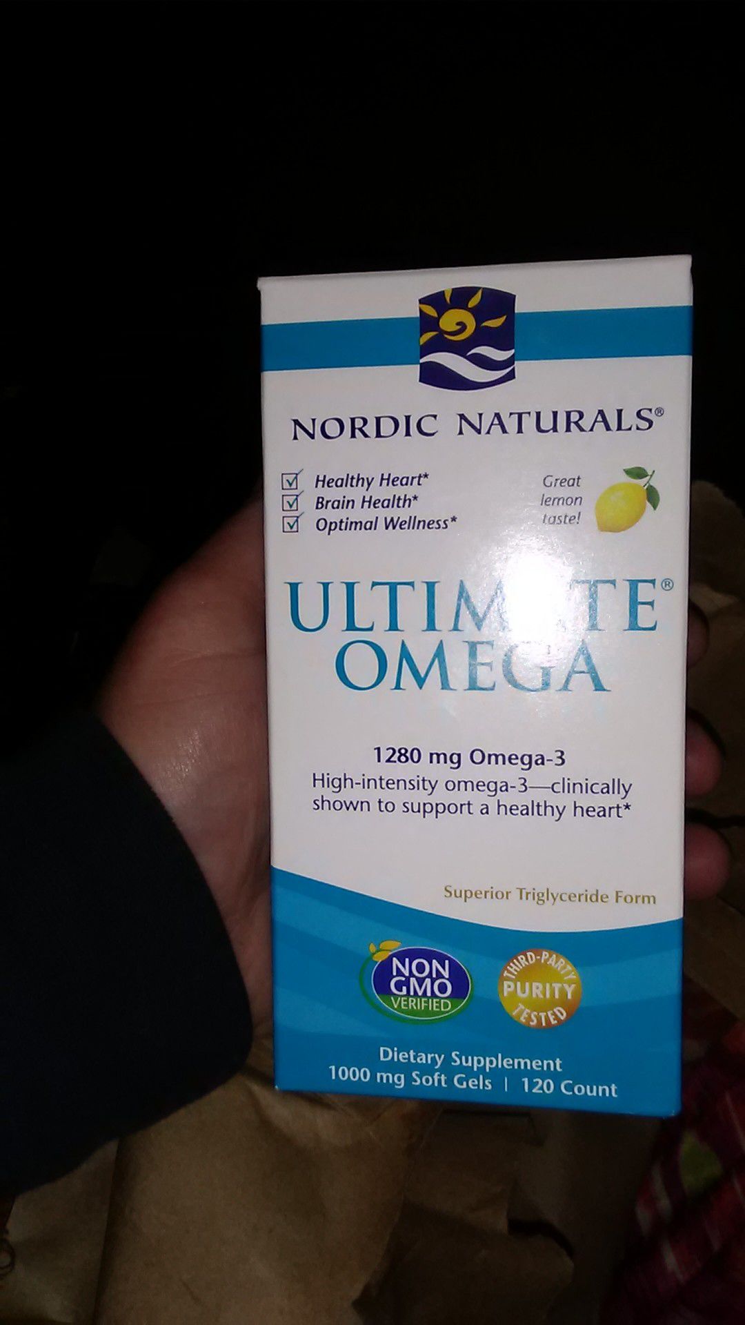 Ultimate Omega 1280 mg Omega-3 1000 milligrams of capsules of 120 count