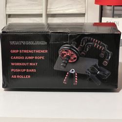 Home Workout Equipment Set - Ab Roller, Mat & More