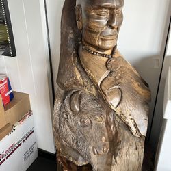 Wood Native American Statue 