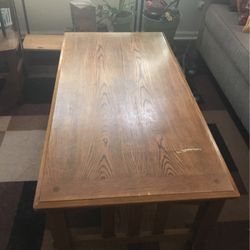 Solid Oak Coffee Table & End Table