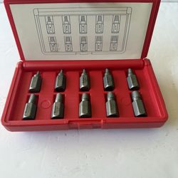 Hanson 10pc Hex Shank Multi-Spline Flute Screw Extractor Set NEW