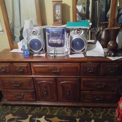 Walnut Double MIRRORS  DRESSER