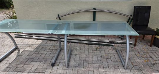 Silver metal Desks with glass top x2