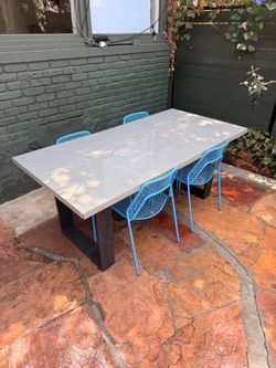 West Elm Portside Outdoor Dining Table + 4 Blu Dot Hot Mesh Chairs