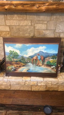 Large Cowboy Hand Painted Artwork