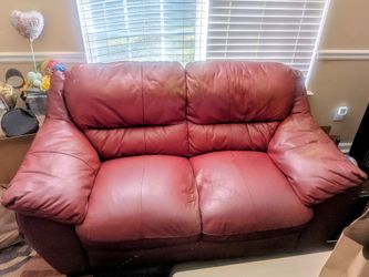 Red Leather Loveseat
