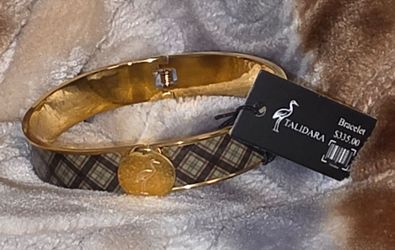 Talidara Gold-Tone Plaid Bangle Bracelet