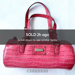 ✨Y2K VINTAGE GUESS PINK BARRL BAG PINK CROC BARREL BAG PINK GUESS SHOULDER BAG✨
