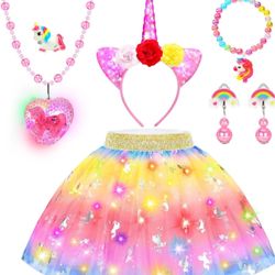 Princess Dress up Clothes for Girls 4-6, Easter Birthday Gifts for Kids, Light Up Toddler Toys for 3 4 Year Old Girls