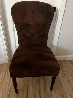 Brown accent chair with studs $75