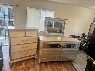 Glam Silver Dresser and Chest Set