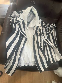 Black and White Striped Costume Suit Set