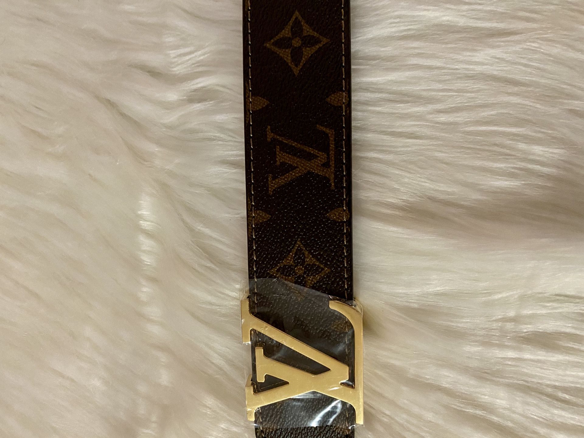 Brown belt with gold buckle