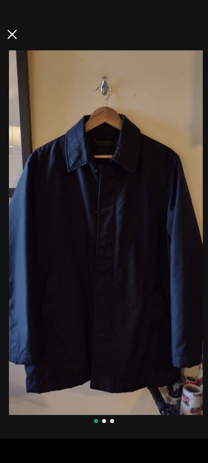 π₯ ONLY $100!! EXX IMMACULATE CONDITION MENS LG BLK/BLK BANANA REPUBLIC WARM WINTER CASUAL/DRESS COAT LONG!π₯