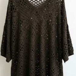4x(20) Plus Size Crochet Cover Up Or Shirt Black Brand New Never Worn