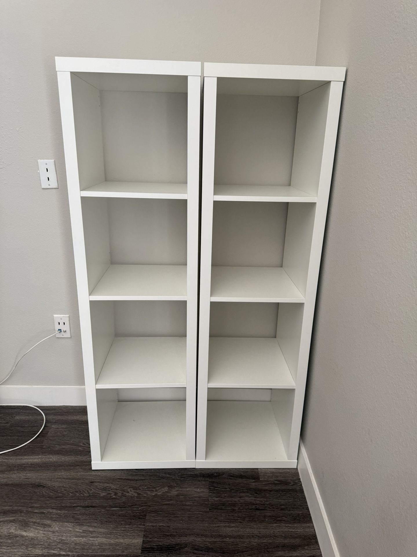 Two White Bookshelves