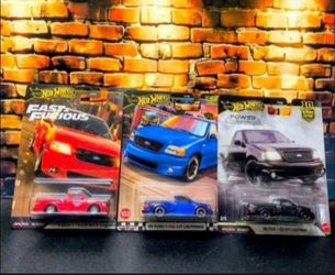 HotWheels Premium Car Culture F150 SVT Lightning blue and black And Red Fast And Furious lot 3 $60