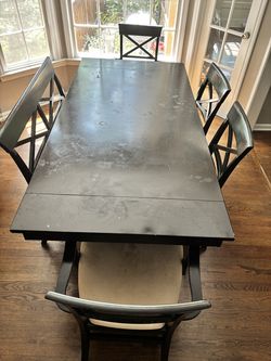 Solid Wood Dining Table + 6 Chairs - Extendable - DIY Project Piece!