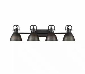 Duncan 33.5 in. 4-Light Vanity Light with Bronze Shade