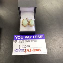 14K Jade Cuff Links