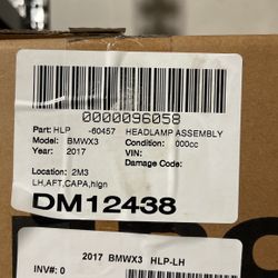 2017 BMW X3 Head Light Driver side 