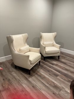 Z Gallerie Davis leather wingback chairs