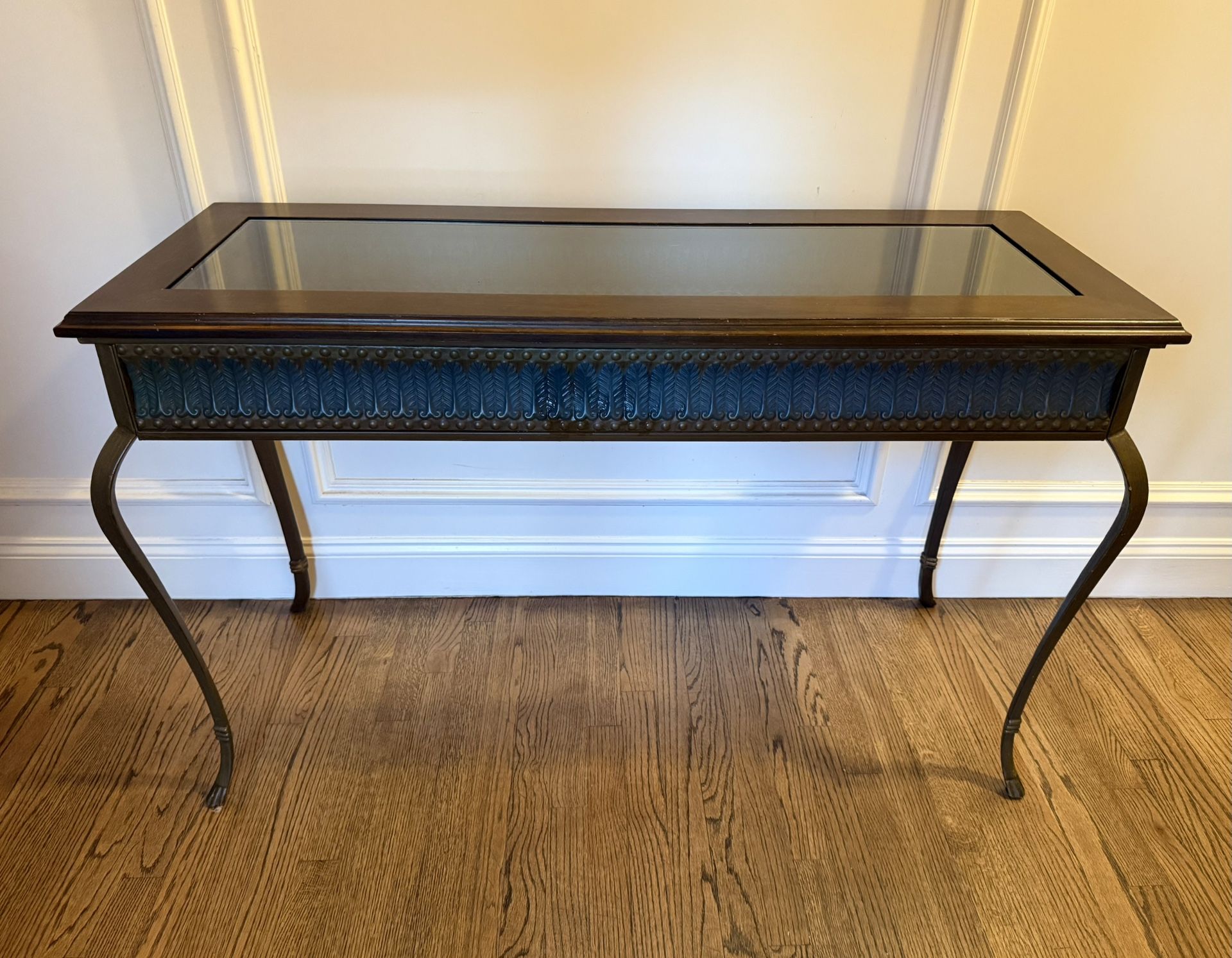 Elegant Glass-Top Entryway Table – 4 ft x 1.5 ft