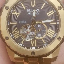 Bulova Marine Star⭐️ Automatic⌚️Gold Open Heart 💛200M