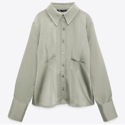 FREE Zara Olive Satin Effect Shirt