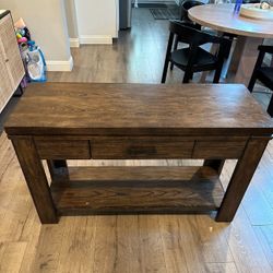 Dark Brown Wooden Console With Storage 