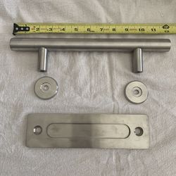 Sliding Barn Door Handle & Flush Pull Set Oval Shape Design 12" Stainless Steel