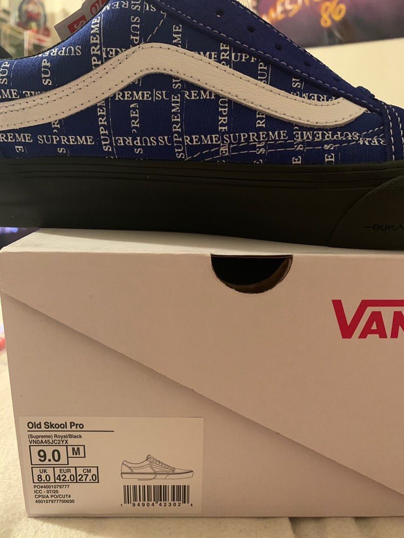 Supreme®/Vans® Old Skool Pro Size 9 Royal Blue In Hand With Receipt