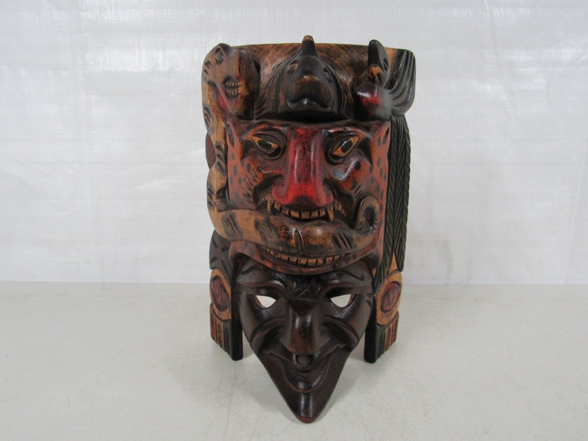 Inca Mayan Aztec Hand Made Amazon Animals Wood Tribal Mask Wall Decor