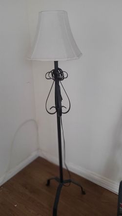Black Iron Floor Lamp with White Shade