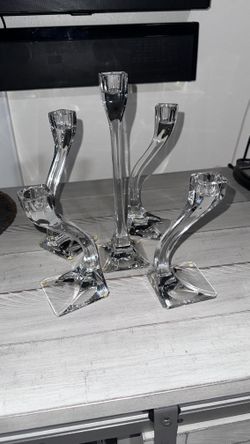 Riedel Crystal Glass Candlestick Holders Set of 5