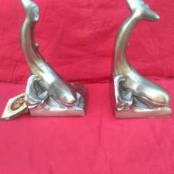 Mid Century Whale Bookends