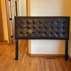 Faux Brown Leather Headboard Queen 