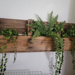 Rustic Shelf With Fake Plants