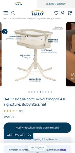HALO BassiNest Swivel Sleeper 4.0 Signature, Baby Bassinet