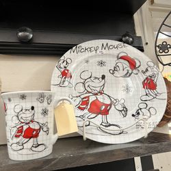 1 Series Mickey Mouse Cup and Plate Red, White and Black