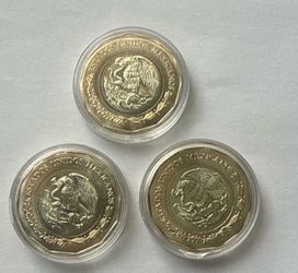 3 Monedas $20 pesos. Copa Mundial FIFA 2026. Guadalajara / CDMX / Monterrey