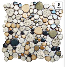New Pebble Shower Floor Tile Bathroom Beige Wall Backsplash Mosaic Tiles (5 Sheets)