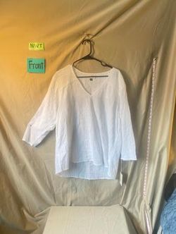 Universal Thread Women's White Lace Detail Long Sleeve Blouse Size XXL NWT