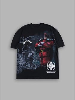 Darc Sport Street Fighter Mystery Tee Graphic Print Crew Neck T-Shirt Black XL