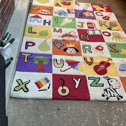 A Beautiful , Heavy, Colorful Children Rug, Good Quality (83” X 60” Wide) 