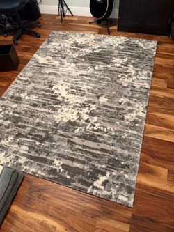 Gray and Cream Abstract Area Rug 5x7