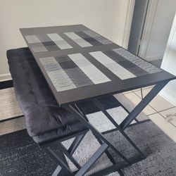 Black Dining Table With 1 Bench