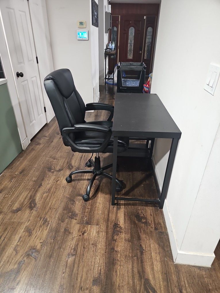 $100 OBO Dark Wood Desk, Black Chair- $100 OBO