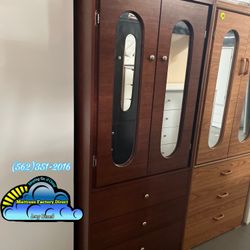 Tall Cherry Wardrobe With Mirror Ropero 